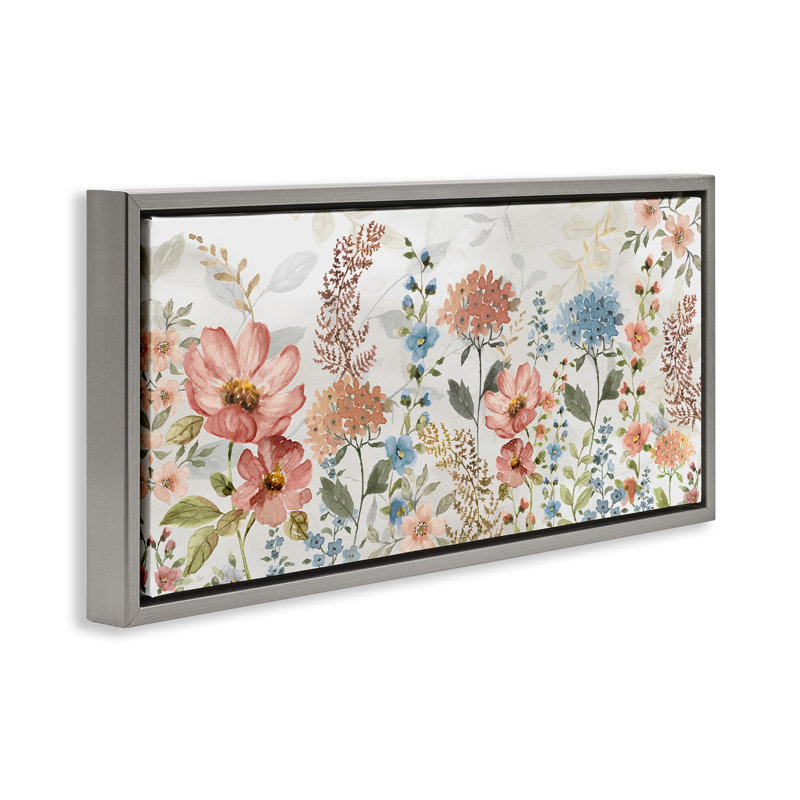 Fleurs de printemps pastel, Cadre flottant gris lustré, H 11 po x l 25 po