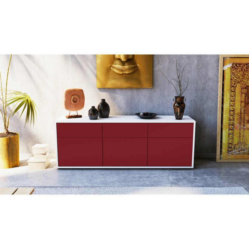 Wynkoop Unfinished TV Stand for TVs up to 60", Red / Matte White