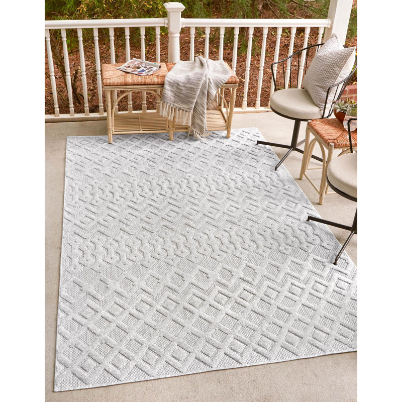 Grindle Geometric Indoor / Outdoor Rug, Rectangle 5'3" x 8'