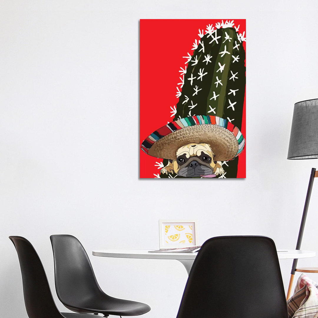 Cinco De Pug von Sketch And Paws - No Frame Gallery-Wrapped Canvas Giclée on Canvas