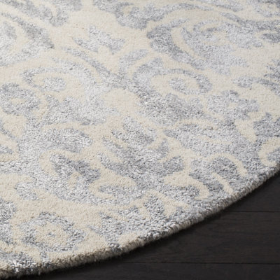Tapis ivoire / argent en laine / viscose touffeté à la main Domingues