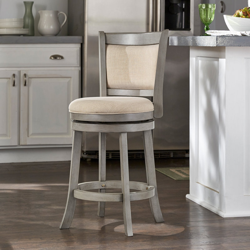 Tabouret pivotant Leda, Tabouret de bar (siège d'une hauteur de 29,94 po), Gris antique, Beige