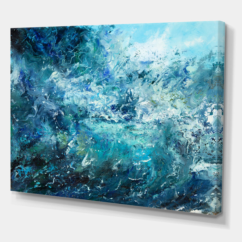 Balfor Wild Blue Ocean Waves V - peinture sur toile, H 36 po x l 46 po, Toile tendue, Sans cadre