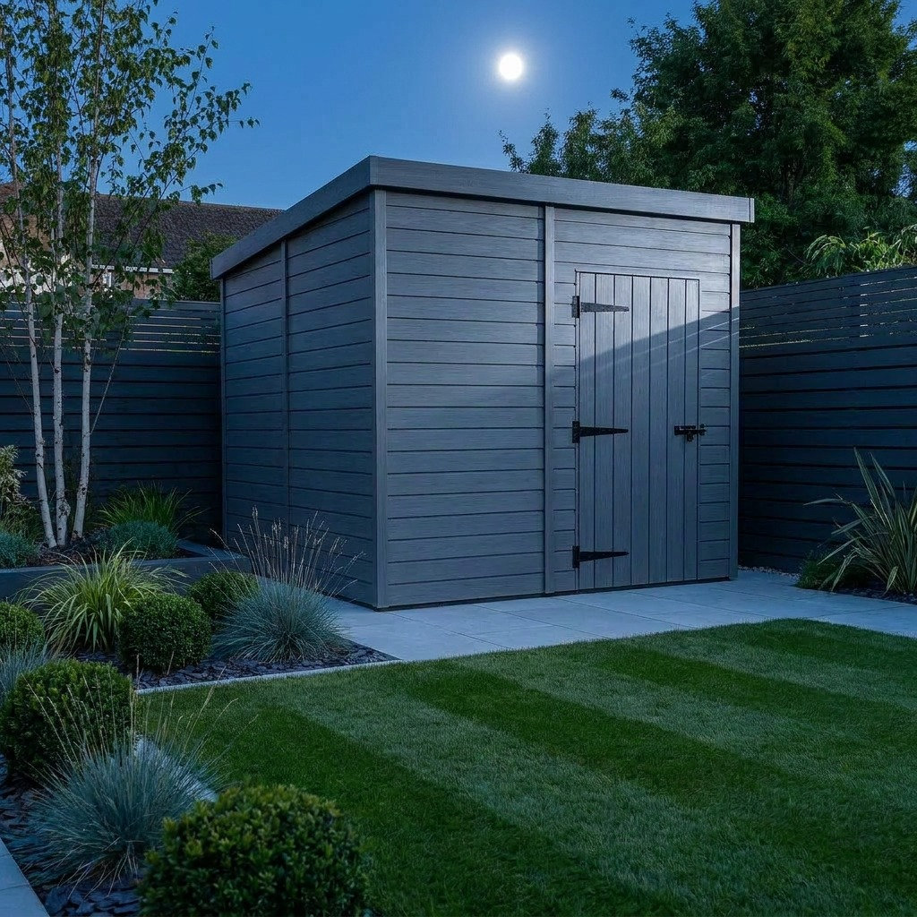 Total Sheds 11ft x 6ft Composite Pent Garden Shed - Single Door - No Windows - EPDM Rubber Roof - UK Manufactured