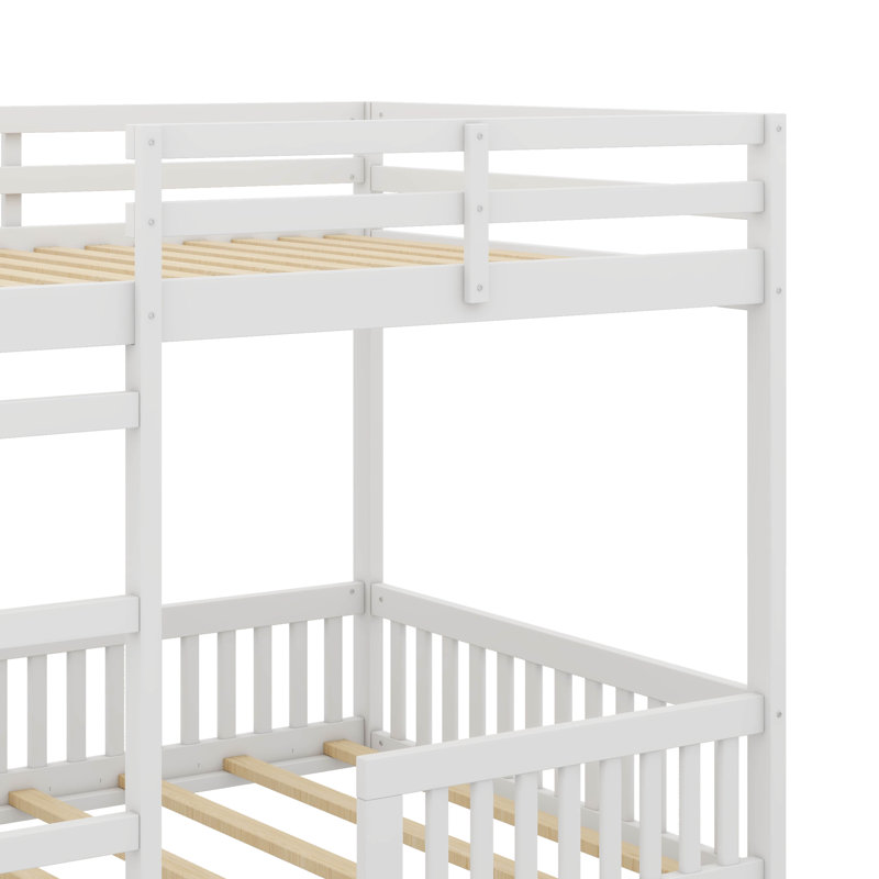 Wood Full-Over-Full Bunk Bed Featuring A Ladder And Safety Rails, White