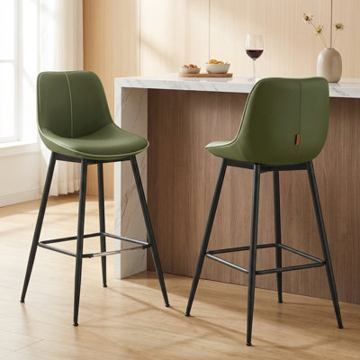 Tabourets de bar / de comptoir Mid-Century l 17,7 po x P 15,7 po Borna avec structure et repose-pieds en acier