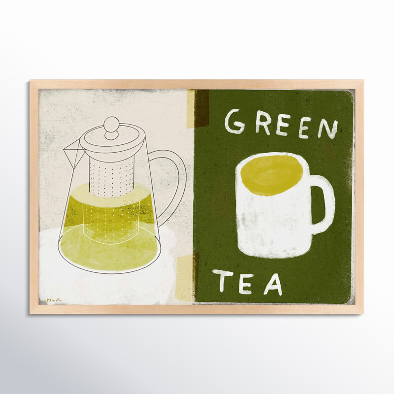 Green Tea Print by Marco Marella For Studio M, Maple Paper Framed, 14" H x 20" W