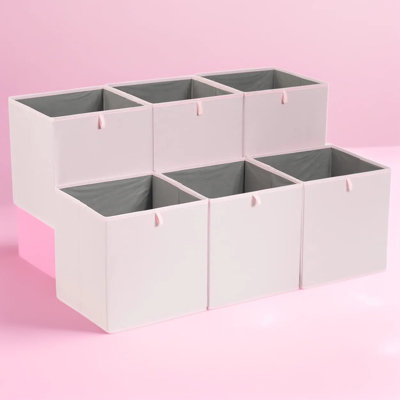 Bacs de rangement pliables, 13 po x 15 po x 13 po, paniers de rangement pour tablettes, cubes de rangement en tissu peu encombrants, paquet de 6, rose pivoine
