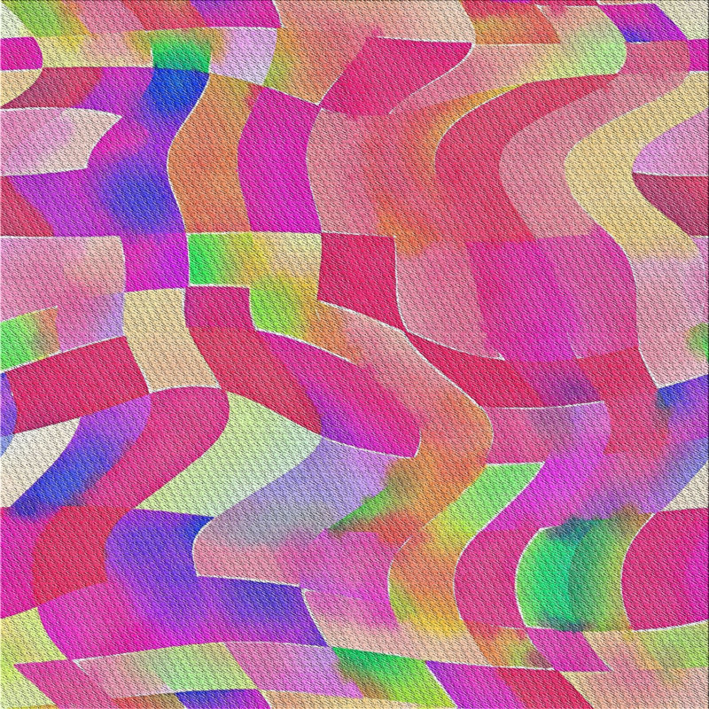 Tapis rose/bleu/vert à motifs Gassin, Carré 3 pi