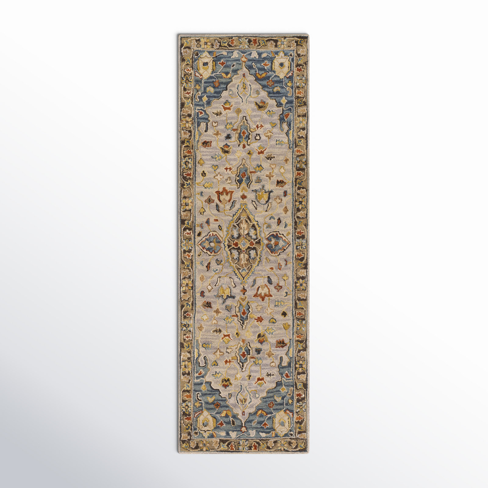 Alford Taupe Hand-Tufted Oriental Wool Rug, Runner 2'6" x 8'