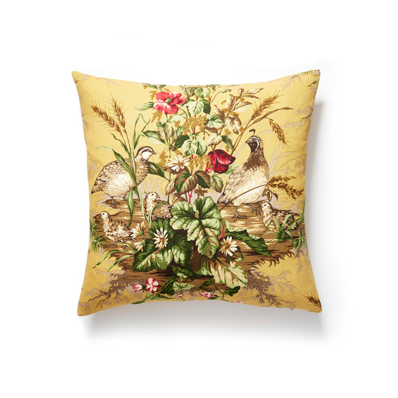 Edwins Covey Linen Blend Square Indoor / Outdoor Pillow Cover & Insert, Multi On Mustard