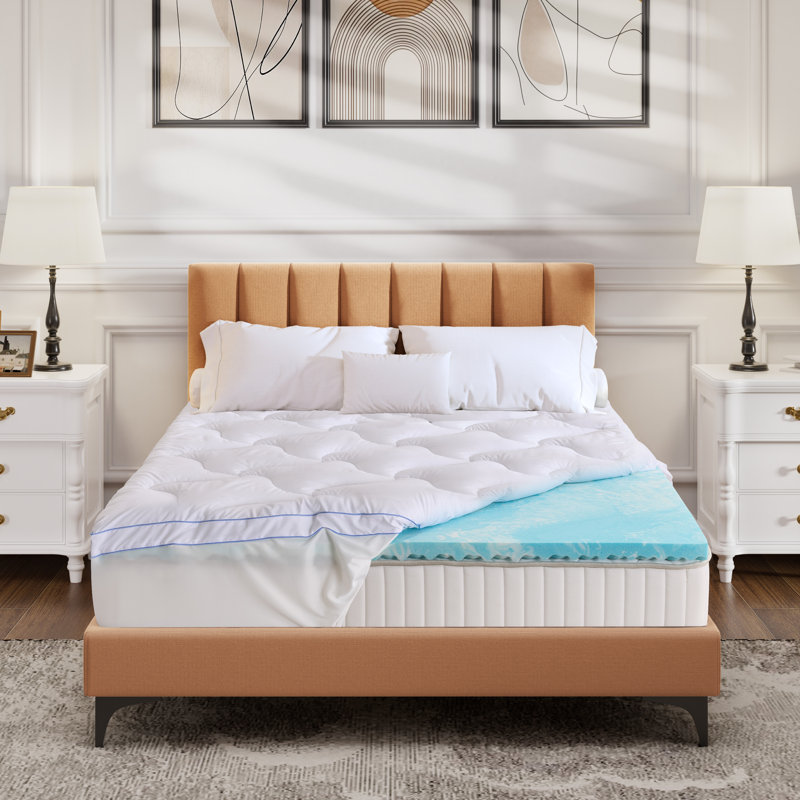 Double Layer 4-Inch Mattress Topper, Including A 2-Inch Memory Foam Mattress Pad And A 2-Inch Cooling Mattress Pad Cover, Designed For Back Pain Relief