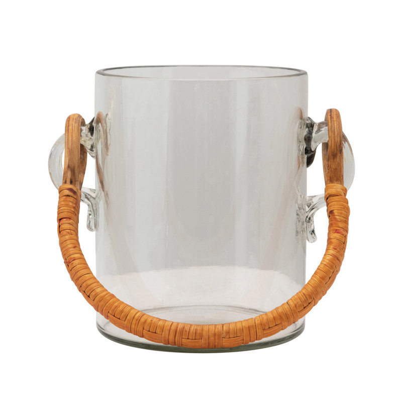 Seau en verre avec poignée en bambou