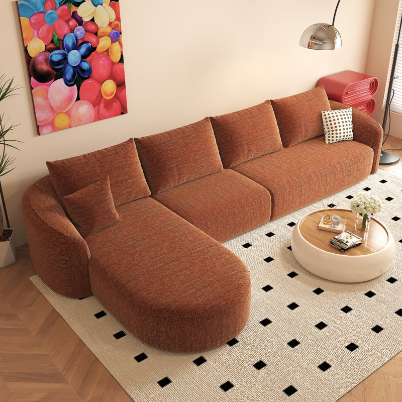 Canapé modulaire incurvé modulaire Boneless, H 33,86 po x l 138,6 po x P 72 po, Orienté à gauche (vu de face), Orange