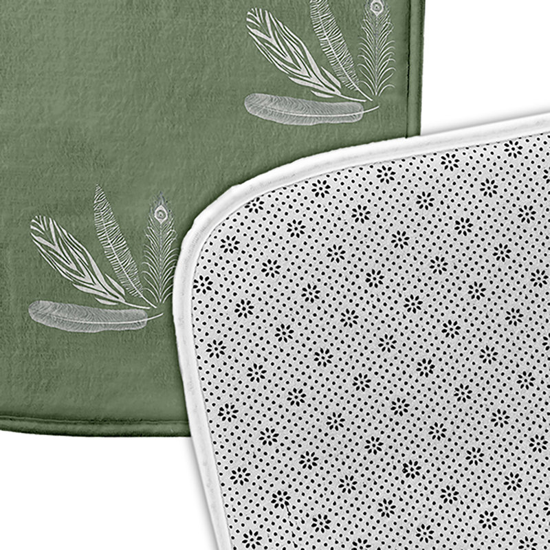 Tapis de bain à motif de plumes, L 21 po x L 34 po, Vert