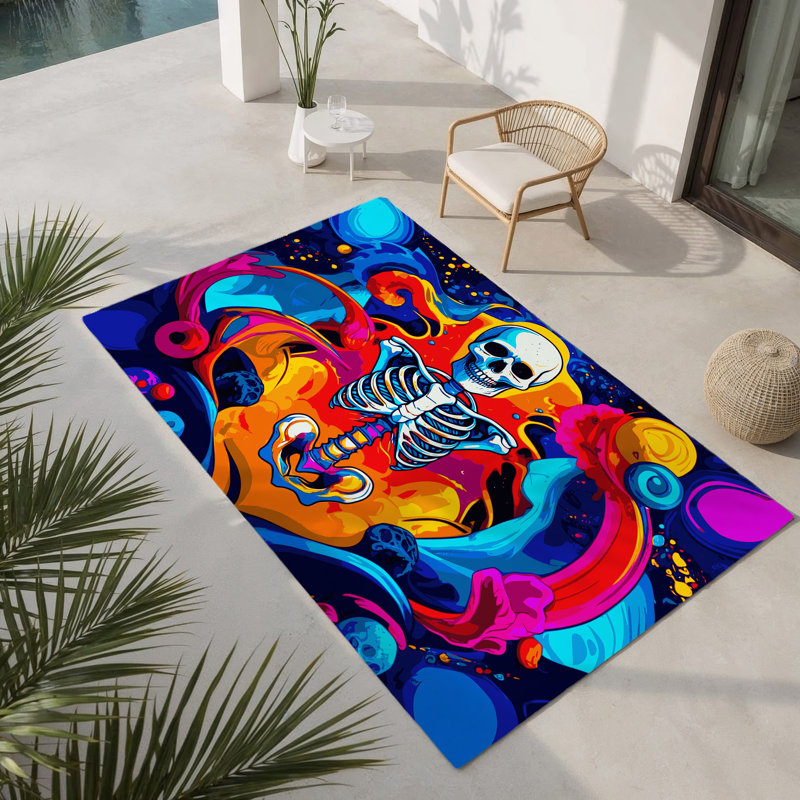 Tapis intérieur et extérieur Fractal Glow, Rectangulaire 8 pi x 10 pi