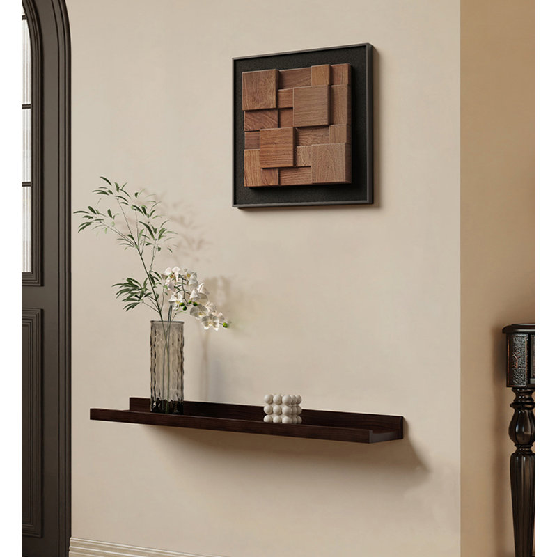 Décoration murale géométrique rétro en bois massif français, Noir / brun, H 15,75 po x l 15,75 po x P 2,76 po