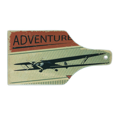 Ambesonne Vintage Tempered Glass Cutting Board Adventure with Plane Multicolor