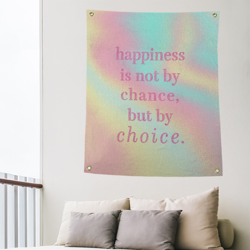Tapisserie citation manuscrite en polyester, H 59 pi x l 50 po, Arc-en-ciel pastel