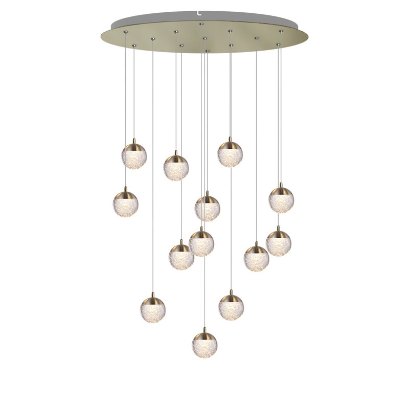 Heatherly 13 - Light Cluster Pendant, Brushed Brass