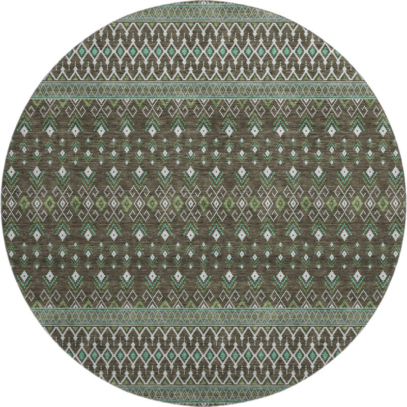 Premium Machine Washable Prisco Brown Rug, Round 8'