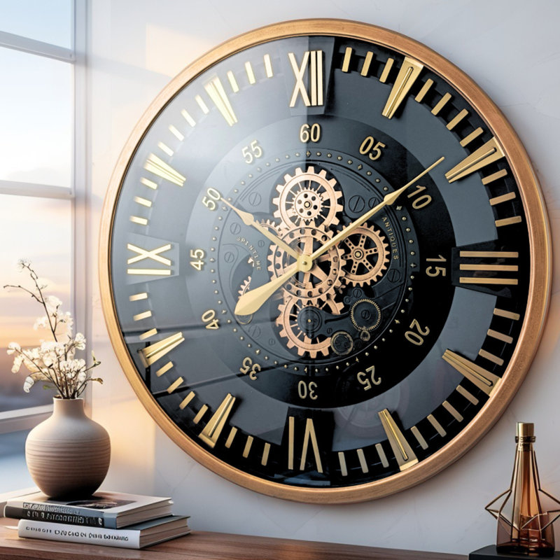 Horloge murale avec engrenages en mouvement réel The-Gear Horloge