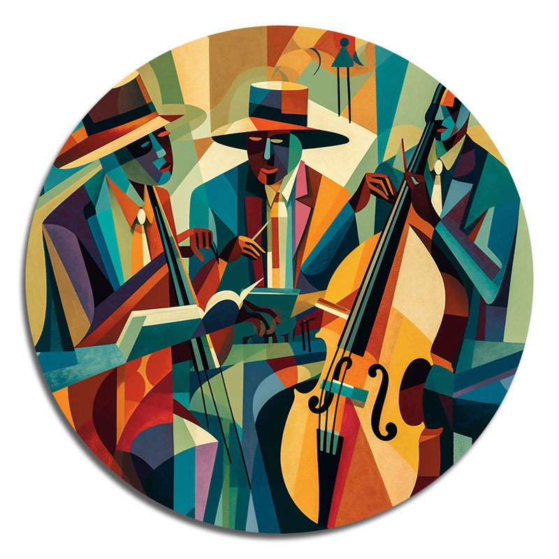 «Jazz Performance On Stage III - Music Round Metal Art», H 29 po x l 29 po
