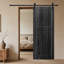 Porte de grange moderne en bois noire à 2 panneaux 30 po x 96 po avec quincaillerie Modern