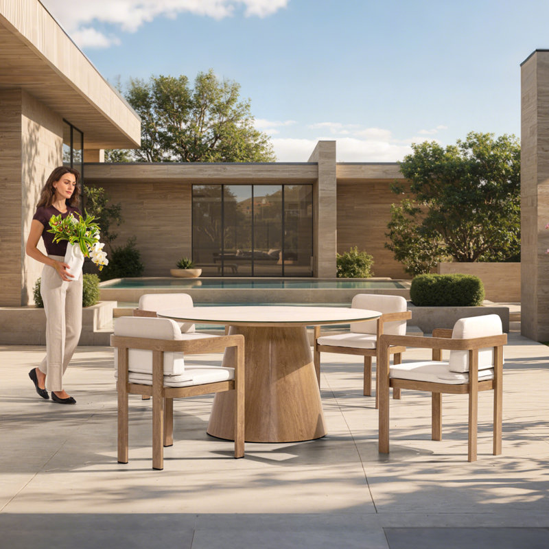 Chaise de salle à manger sans assemblage, chaise en aluminium à grain de bois, résistante aux intempéries, imperméable et résistante aux rayons UV, idéale pour les jardins, les patios et la cuisine 
