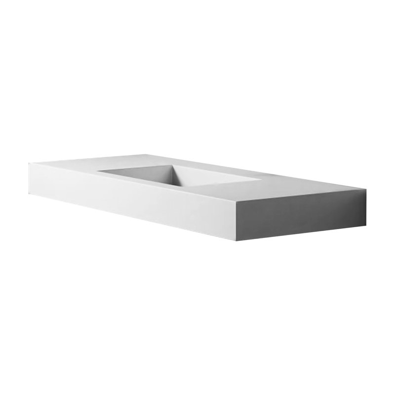 Meuble-lavabo à surface solide en pierre Stone pour salle de bain - blanc mat, profondeur 45,96 po, largeur 18,43 po, hauteur 4,29 po, équilibre équilibré 55,34 lb, adaptable au comptoir ou au comptoir, doublure épurée