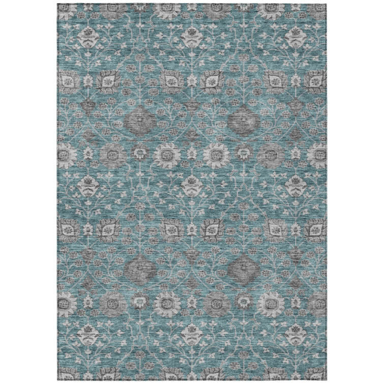Machine Washable Indoor/Outdoor Cicel ACN1155 Teal Rug