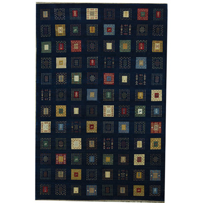 Tapis bleu marine noué à la main de haute qualité