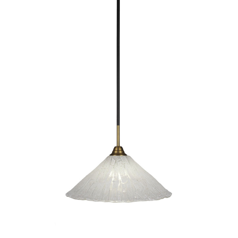 Luminaire suspendu suspendu à la tige Achen présenté en verre glacé noir mat et laiton, H 10,5 po x l 16 po x P 16 po, Coloré