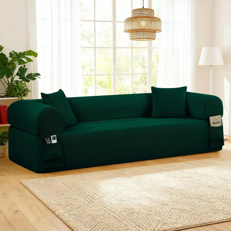 Canapé moderne à 3 places avec commodité sans assemblage et confort en velours côtelé