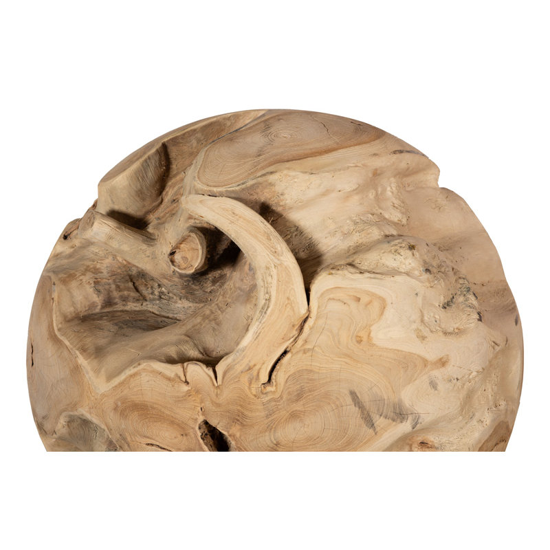 Très grande sculpture boule en bois de teck