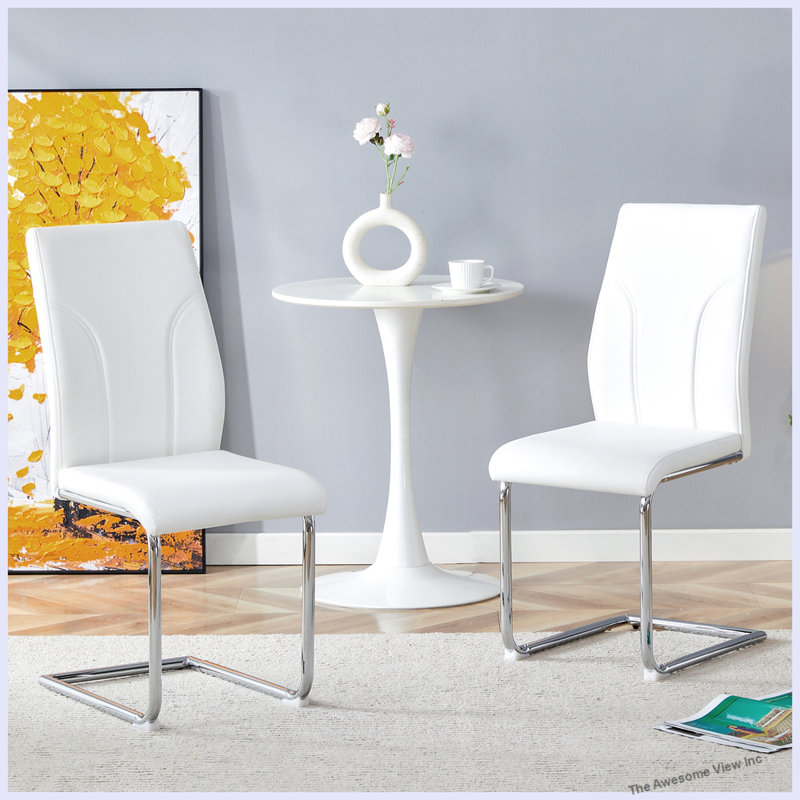 Modern Dining Chairs With Sturdy Leg Chairs, White, 2