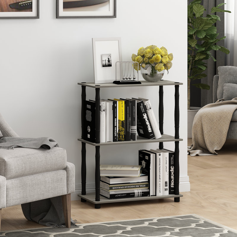 75.18cm H x 59.9cm W Etagere Bookcase, French Oak Gray/Black Classic Tubes, 1