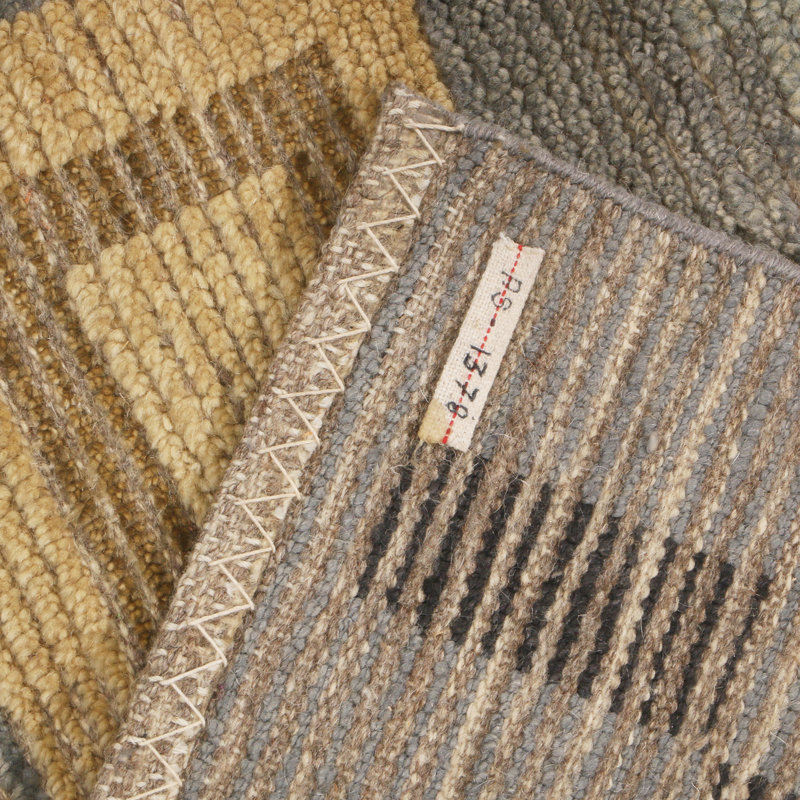 Rug & Kilim’S Scandinavian-Inspired Geometric Gray And Gold Wool Pile Rug, Rectangle 12' x 16'