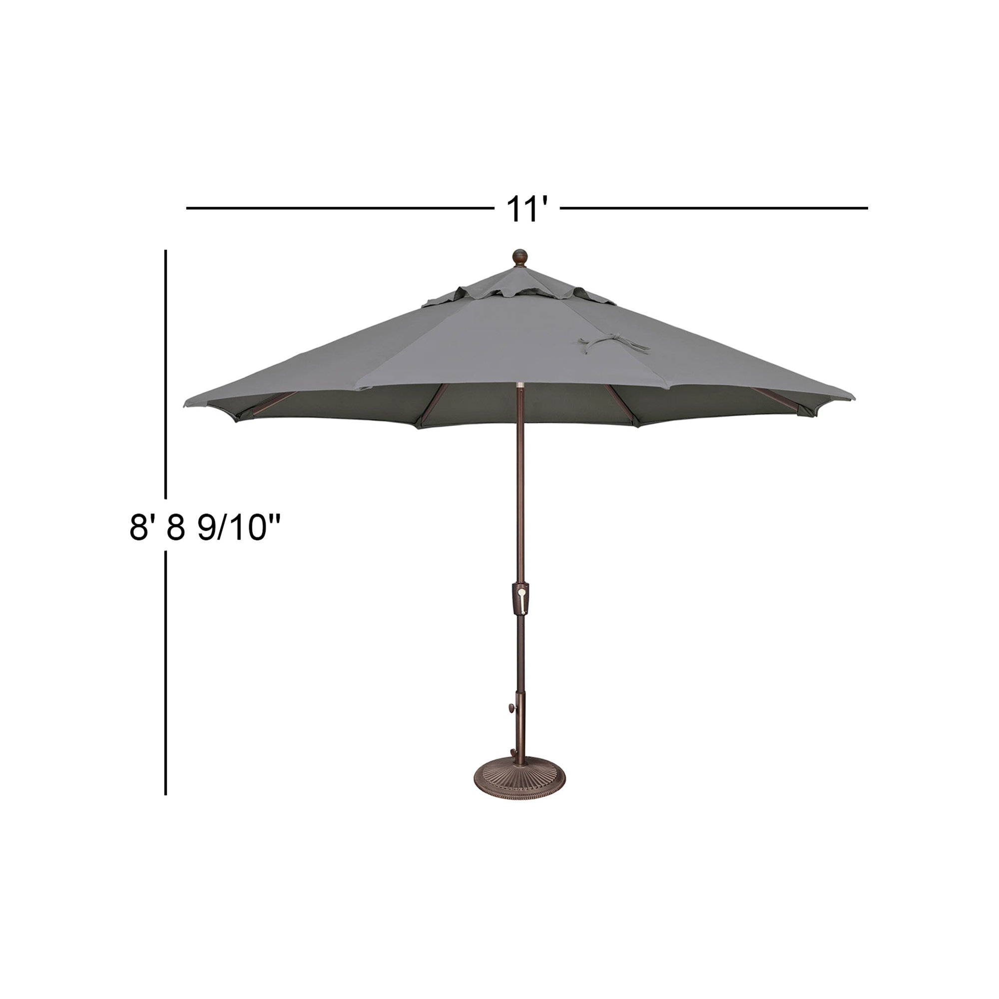 132'' Sunbrella® Outdoor Umbrella, Canvas Charcoal Sunbrella® Canvas, Bronze