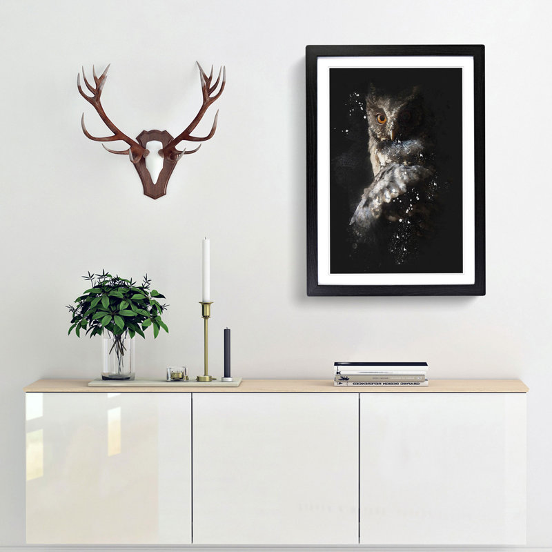 Owl - Picture Frame Graphic Art Print, Black Framed, 45cm H x 33cm W x 2cm D