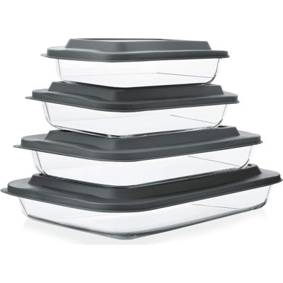 8-piece Glass Baking Dish Set With Lids