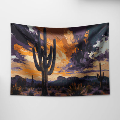 Botanical Saguaro Cactus Wall Tapestry