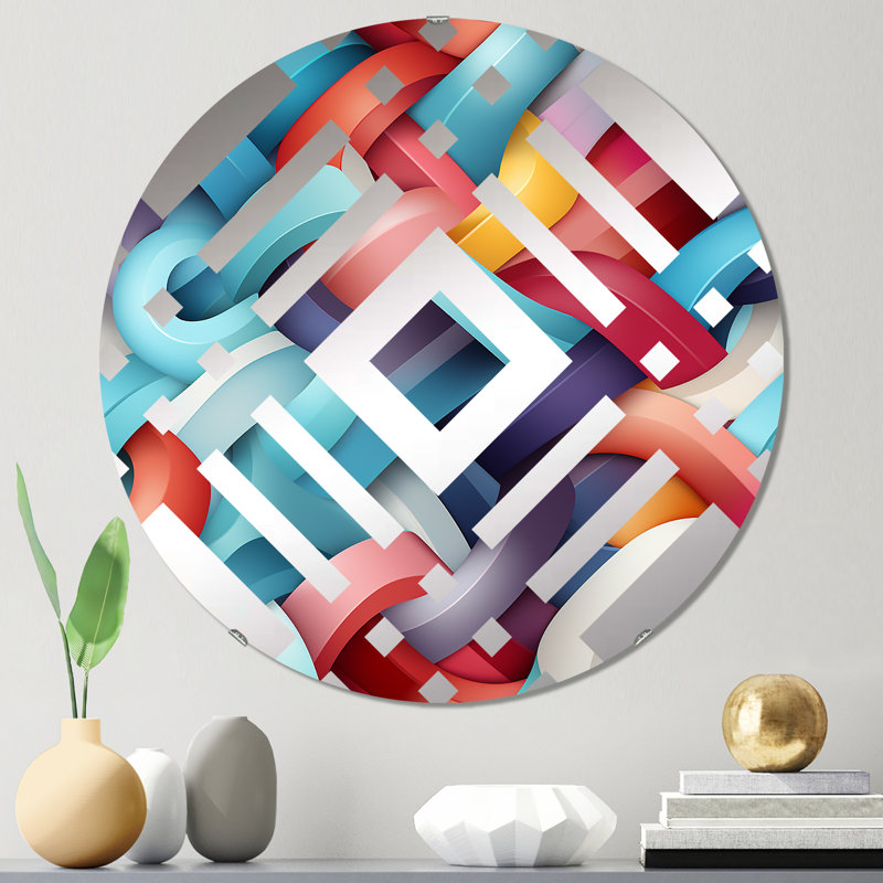 Miroir décoratif à motif géométrique coloré, 31,4 po x 31,4 po