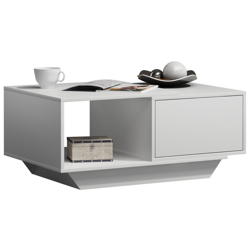 Dharmadhikari Floor Shelf Coffee Table with Storage, White