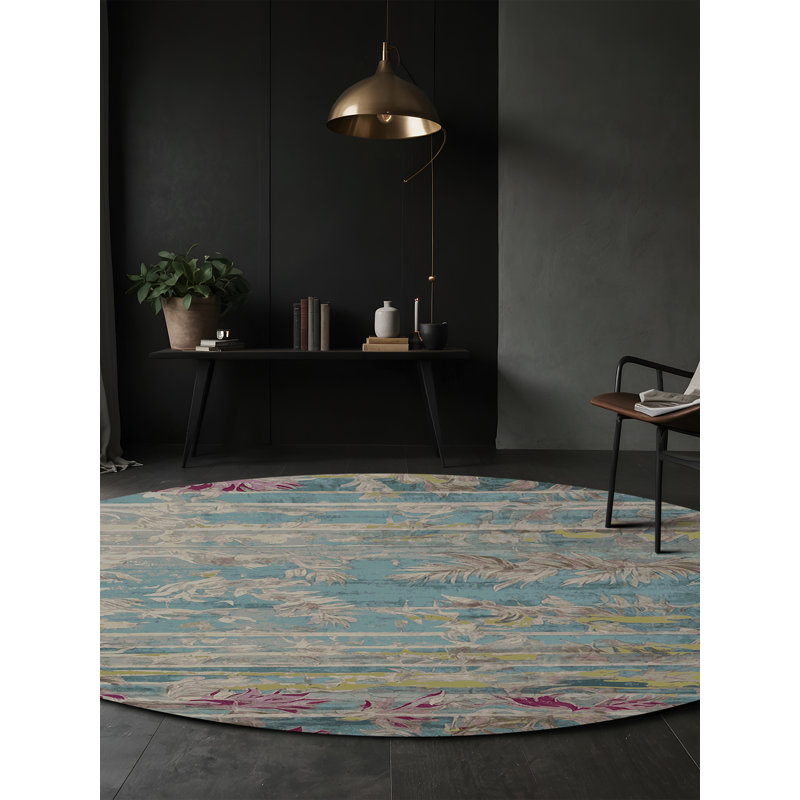 Machine Washable Gray Area Rug, Round 6'