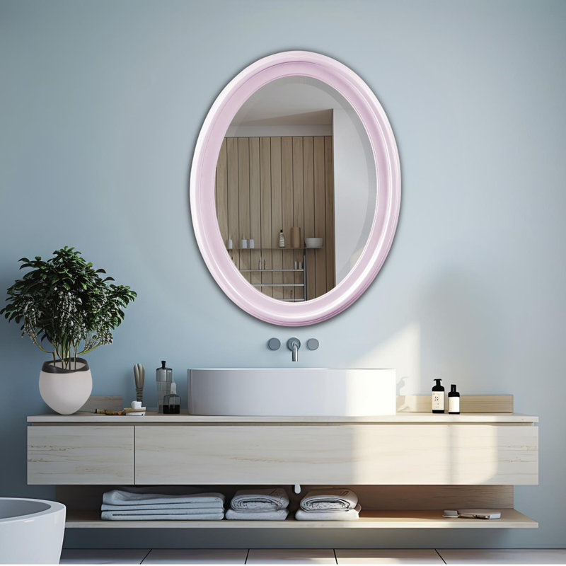 Borna Solid Wood Oval Mirror, Lilac