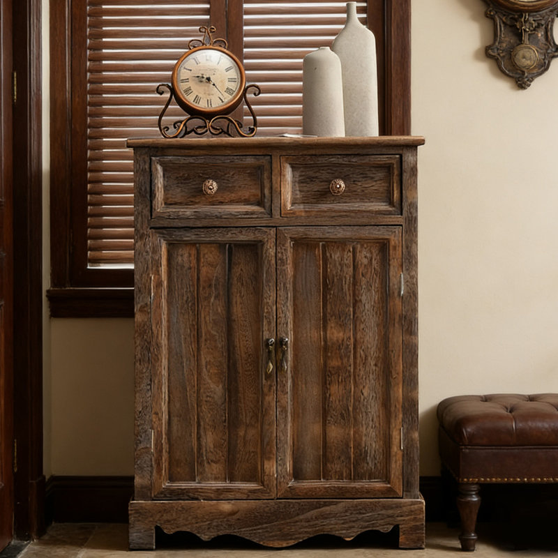 Brown Solid Wood Shoe Storage Bench, Brown