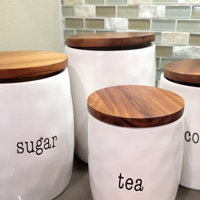 It's Just Words 4 Piece Decorative Kitchen Canister Set BPA-free Ceramic  White Textured Finish