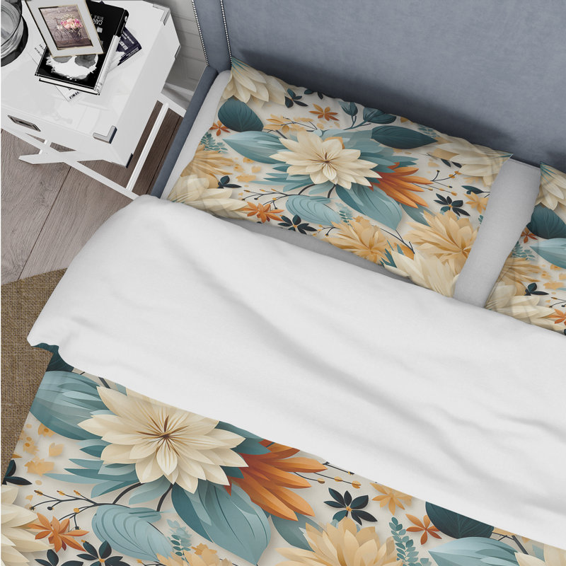 Literie à fusion géométrique bleue et beige, Housse de couette pour très grand lit et 2 très