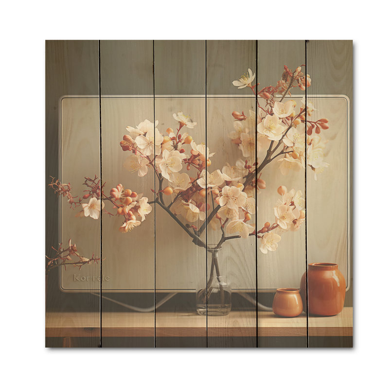 Vase orchidée Nostalgia - orchidées sur bois de pin naturel, H 36 po x l 36 po